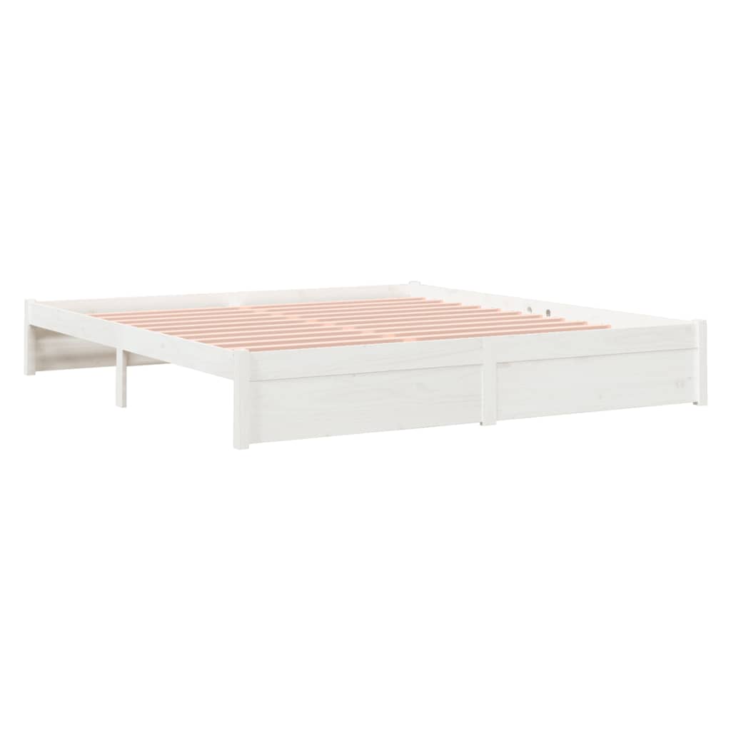 White Solid Wood Bed Frame - Super King 180x200 cm (No Mattress)