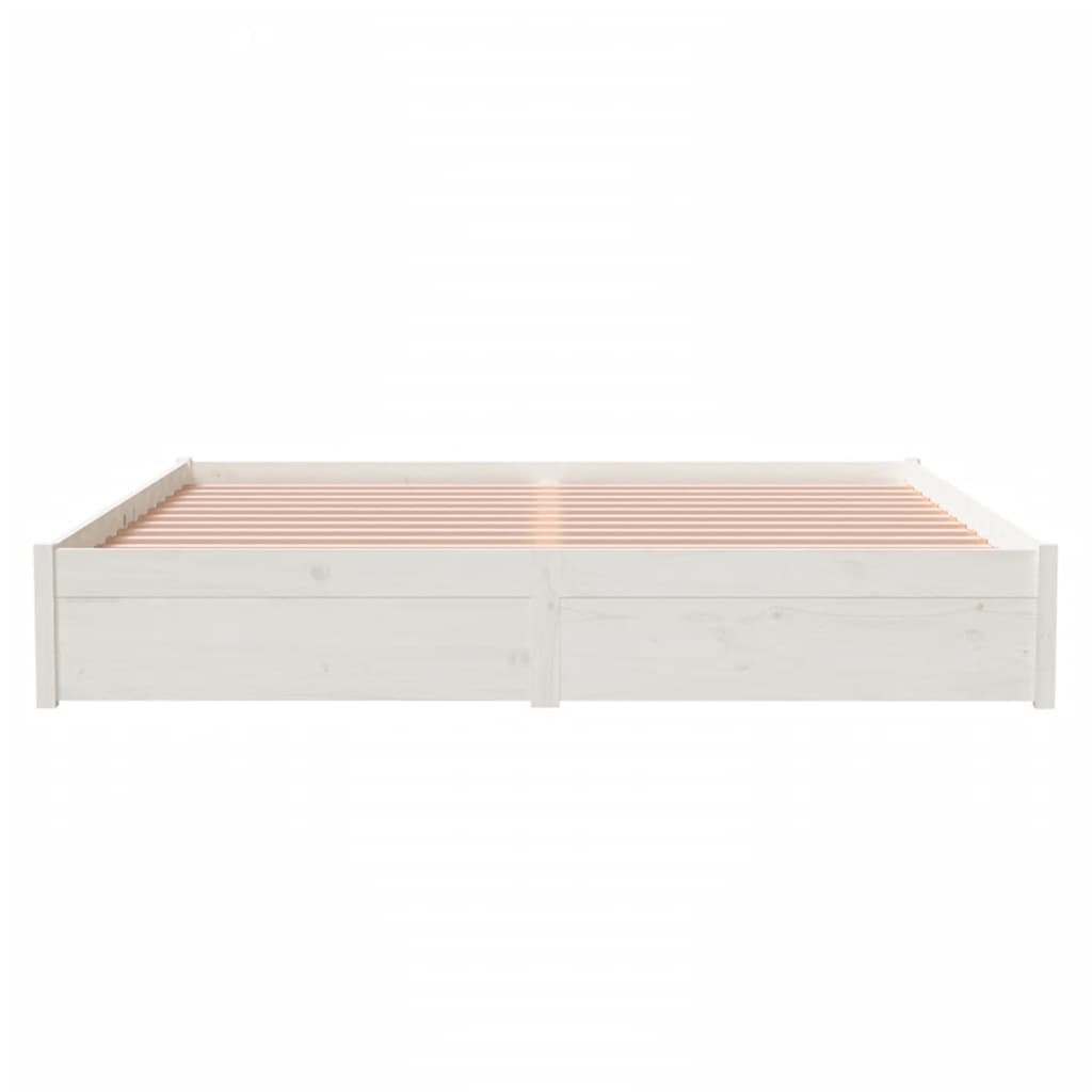 White Solid Wood Bed Frame - Super King 180x200 cm (No Mattress)