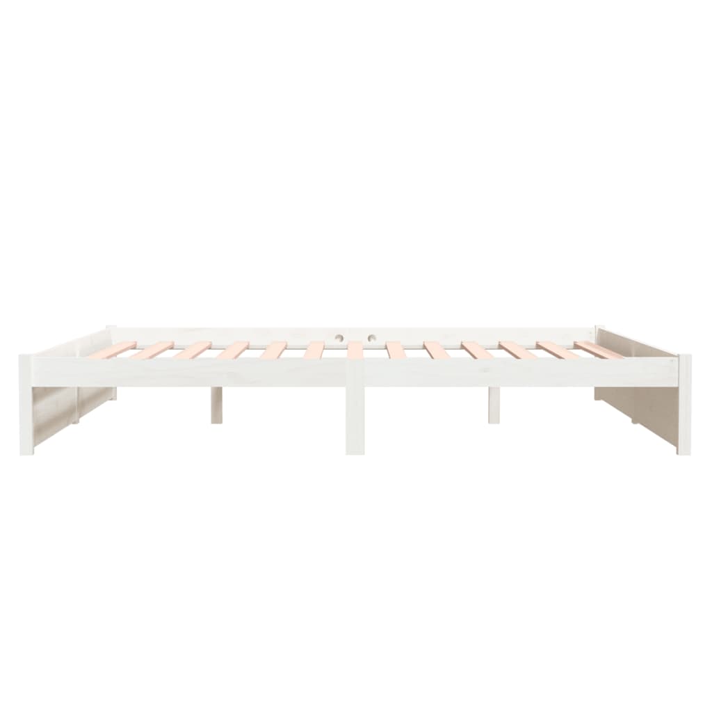 White Solid Wood Bed Frame - Super King 180x200 cm (No Mattress)