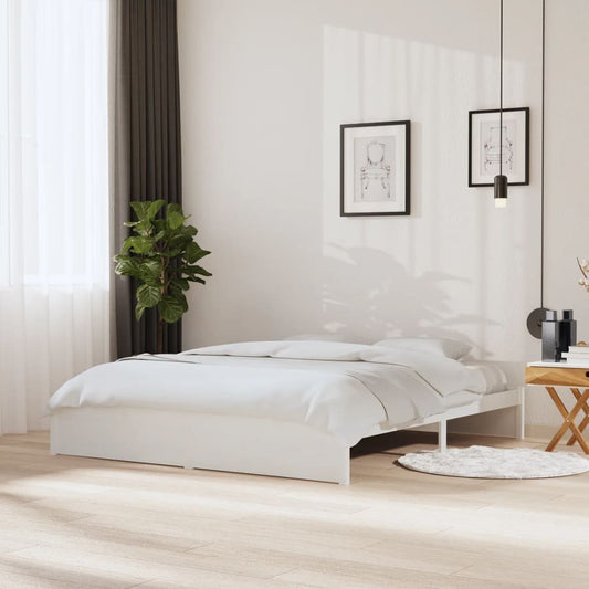 White Solid Wood Bed Frame - Super King 180x200 cm (No Mattress)