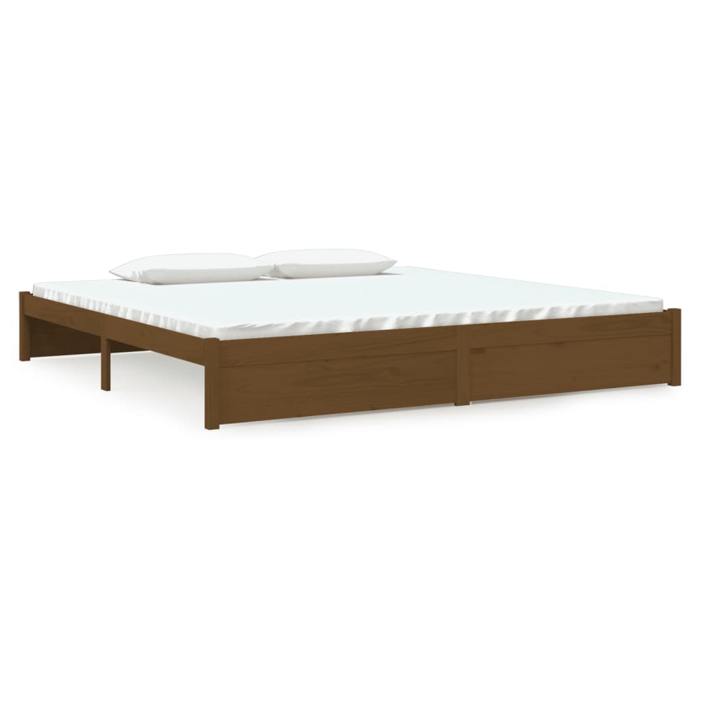 Honey Brown Solid Wood Bed Frame 200x200 cm - No Mattress Included