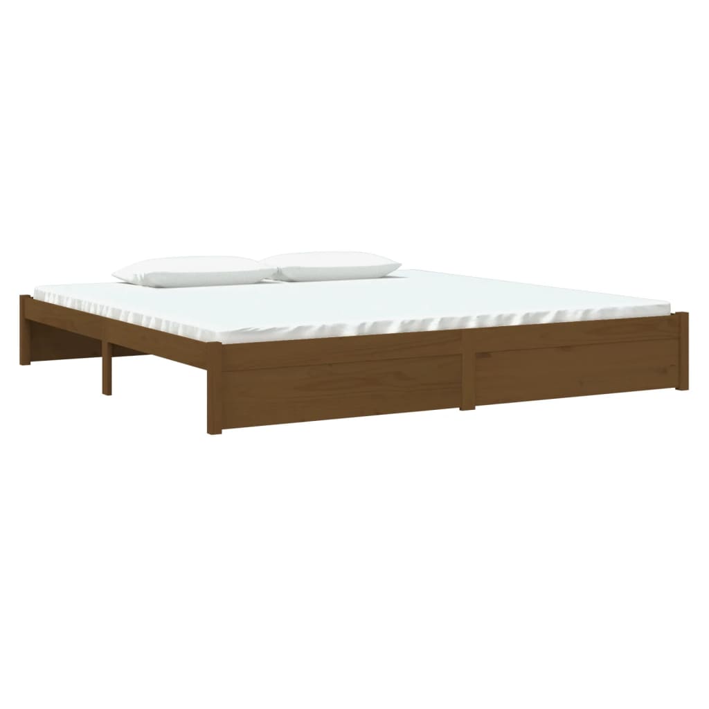 Honey Brown Solid Wood Bed Frame 200x200 cm - No Mattress Included