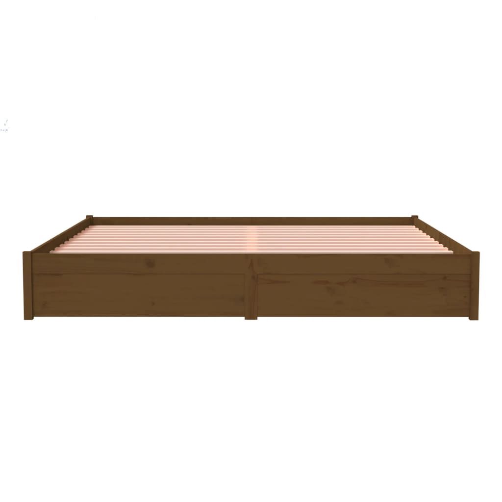 Honey Brown Solid Wood Bed Frame 200x200 cm - No Mattress Included