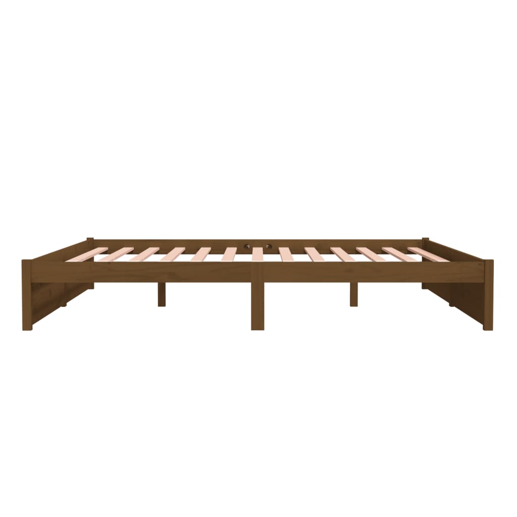 Honey Brown Solid Wood Bed Frame 200x200 cm - No Mattress Included
