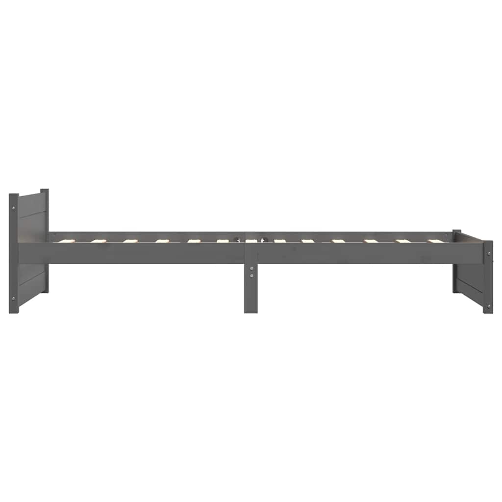 Grey Solid Wood Small Single Bed Frame 75x190 cm