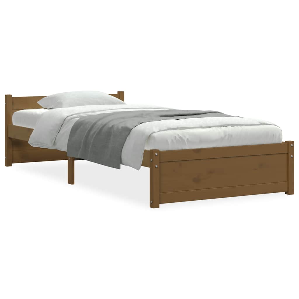 Honey Brown Solid Wood Bed Frame 75x190cm - Small Single Size