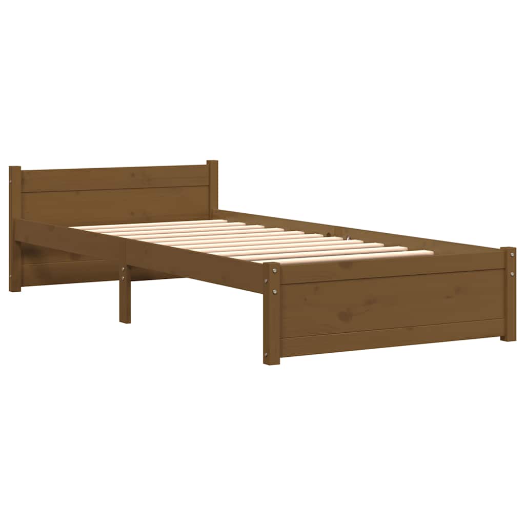 Honey Brown Solid Wood Bed Frame 75x190cm - Small Single Size