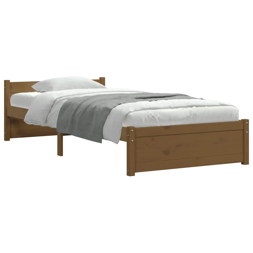 Honey Brown Solid Wood Bed Frame 75x190cm - Small Single Size