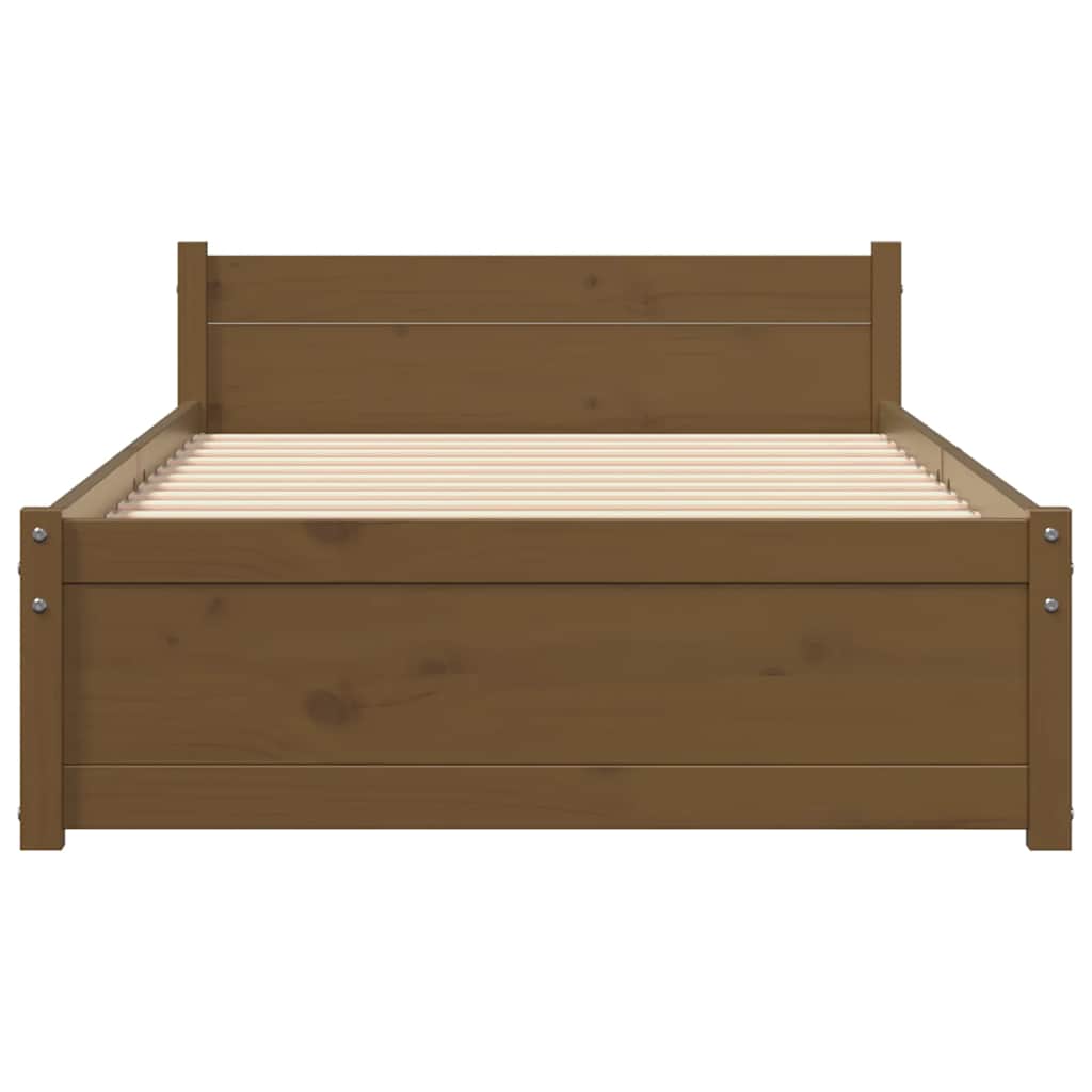Honey Brown Solid Wood Bed Frame 75x190cm - Small Single Size