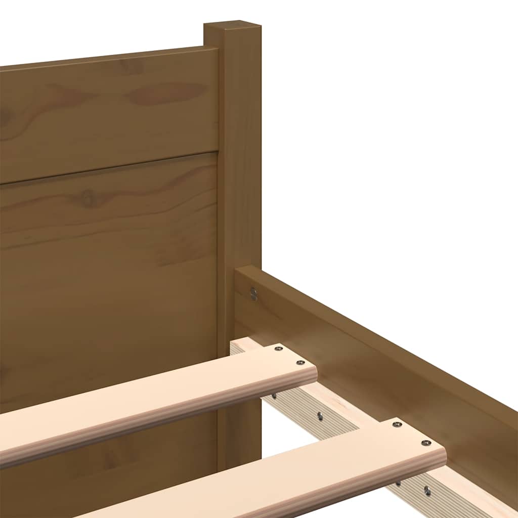 Honey Brown Solid Wood Bed Frame 75x190cm - Small Single Size