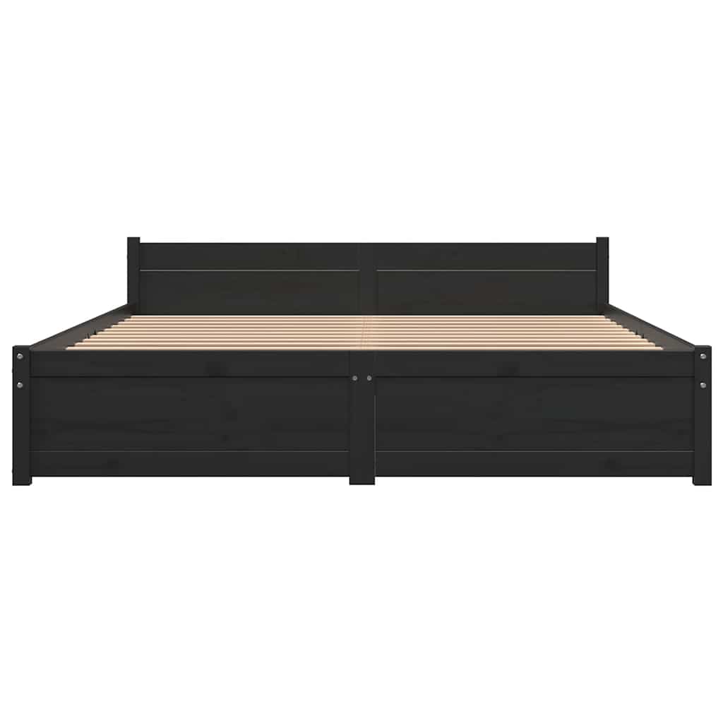Black Solid Wood Bed Frame 140x190 cm - Elegant & Durable Design