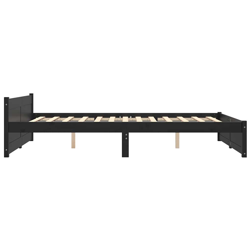 Black Solid Wood Bed Frame 140x190 cm - Elegant & Durable Design