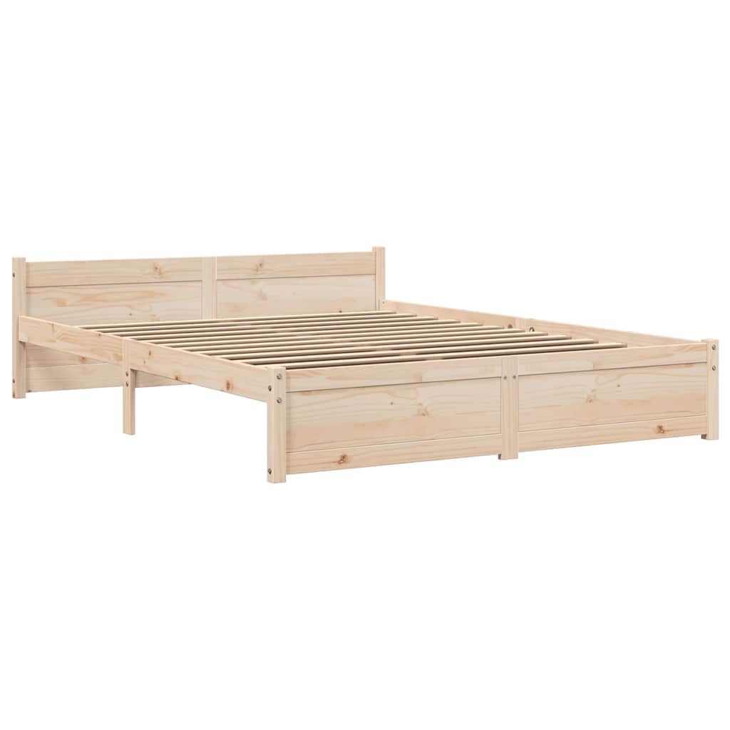 Solid Wood King Size Bed Frame 150x200 cm - No Mattress Included