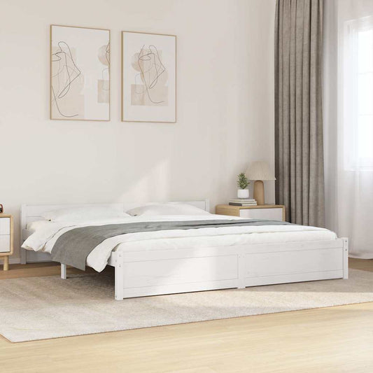 Solid Wood White Super King Bed Frame 180x200 cm Without Mattress