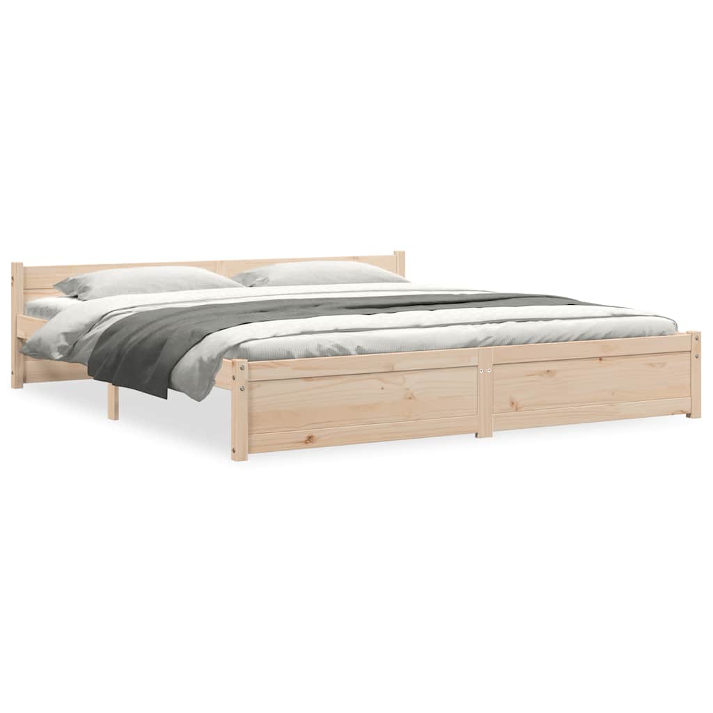 Solid Wood Bed Frame, 200x200 cm - Natural Finish, No Mattress