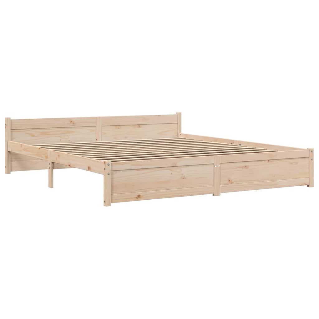 Solid Wood Bed Frame, 200x200 cm - Natural Finish, No Mattress