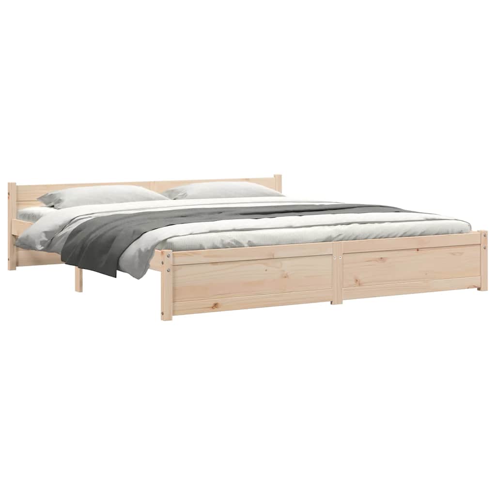 Solid Wood Bed Frame, 200x200 cm - Natural Finish, No Mattress