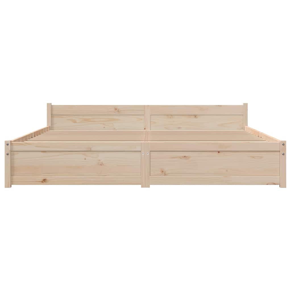 Solid Wood Bed Frame, 200x200 cm - Natural Finish, No Mattress
