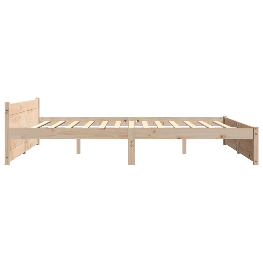 Solid Wood Bed Frame, 200x200 cm - Natural Finish, No Mattress