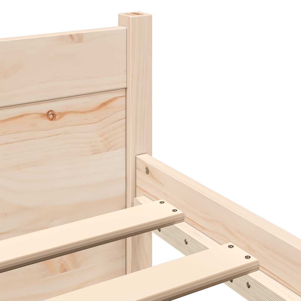 Solid Wood Bed Frame, 200x200 cm - Natural Finish, No Mattress