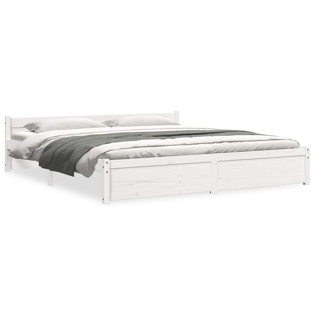 Bed Frame without Mattress White Solid Wood 200x200 cm