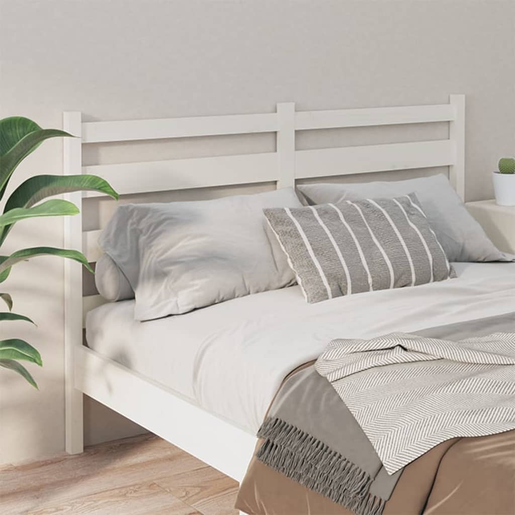 Solid Pine White Bed Headboard, 126x4x100 cm