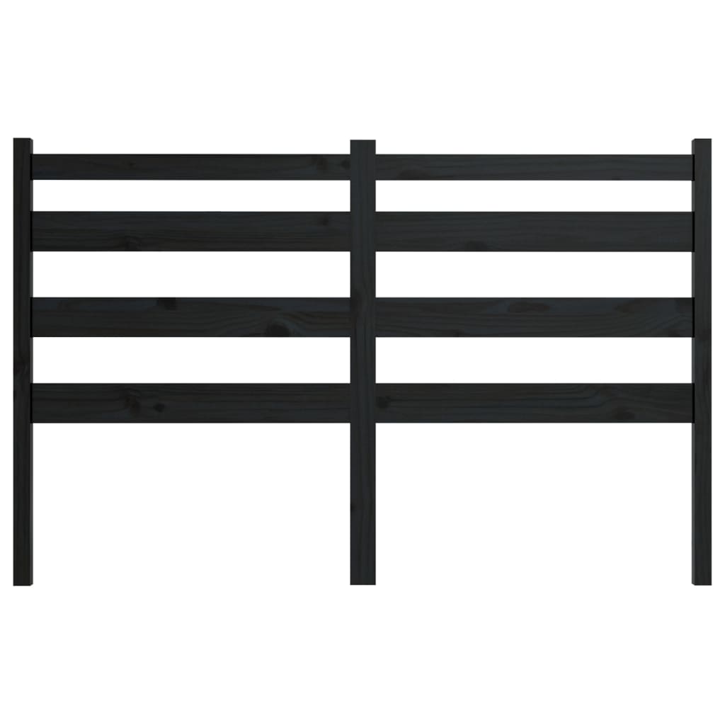 Solid Pine Wood Bed Headboard, Black, 146x4x100 cm