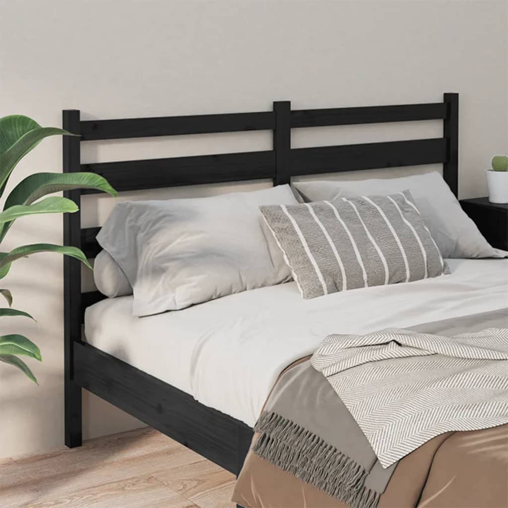 Solid Pine Black Bed Headboard 186x4x100 cm - Stylish & Durable