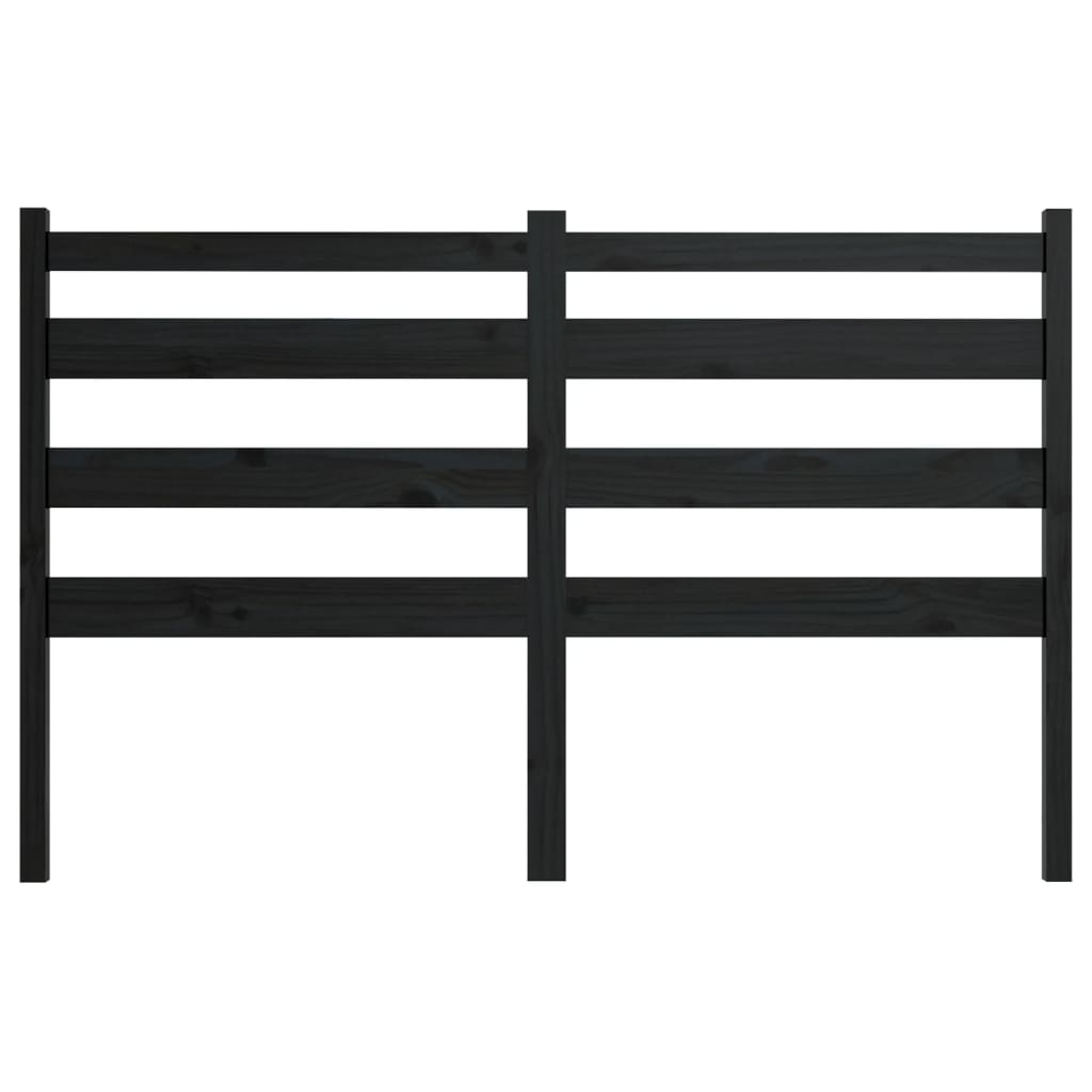 Solid Wood Pine Bed Headboard - Black 206x4x100 cm