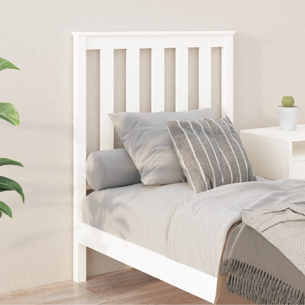 White Solid Pine Wood Headboard 81x6x101 cm - Elegant Bedroom Decor