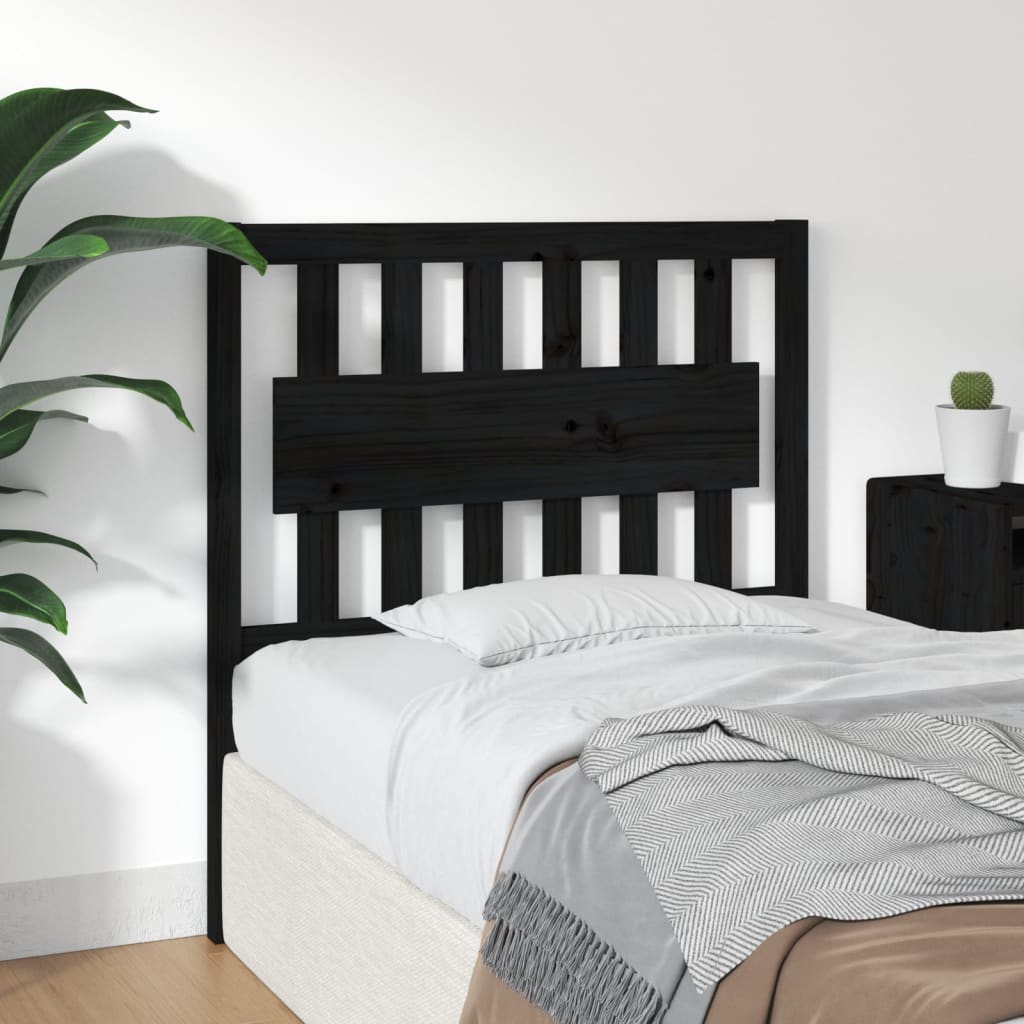 Solid Pine Bed Headboard in Black 95.5x4x100 cm | Elegant Wood Design
