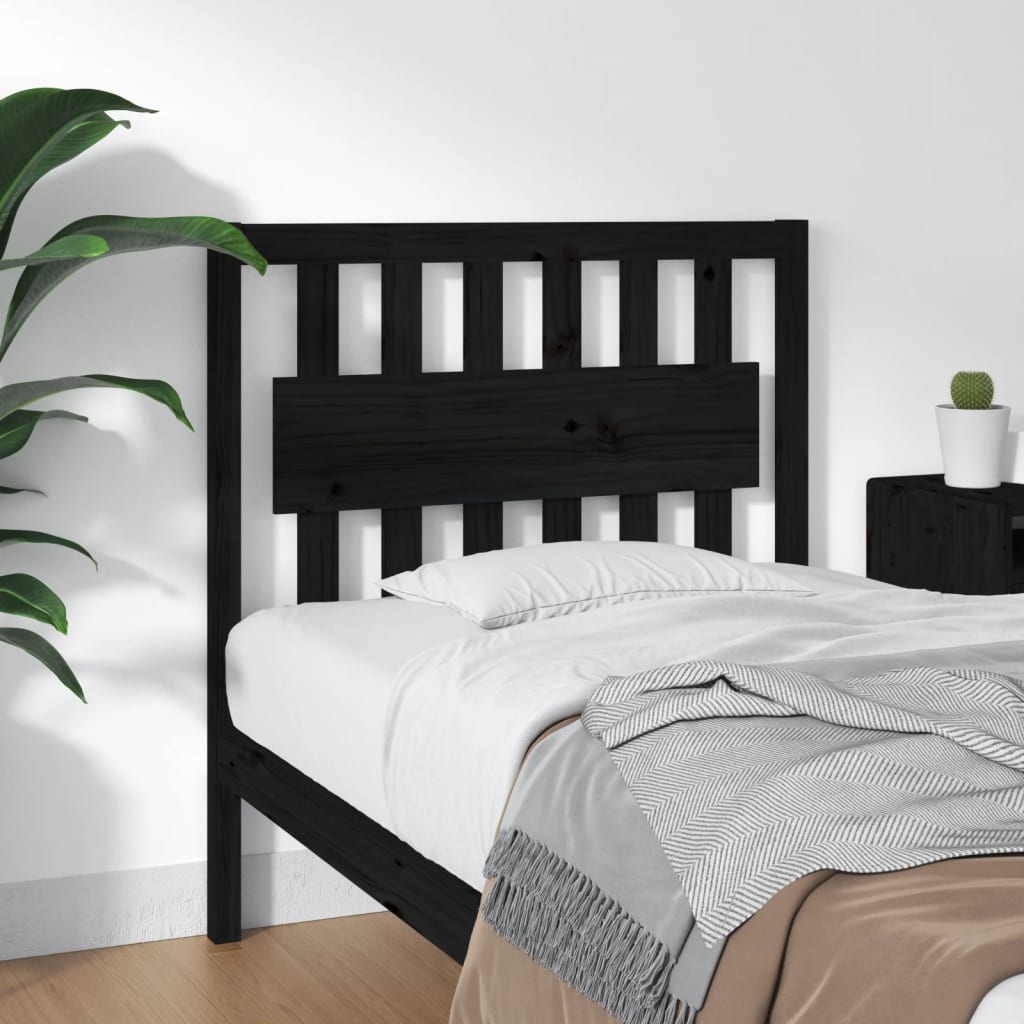 Solid Pine Bed Headboard in Black 95.5x4x100 cm | Elegant Wood Design