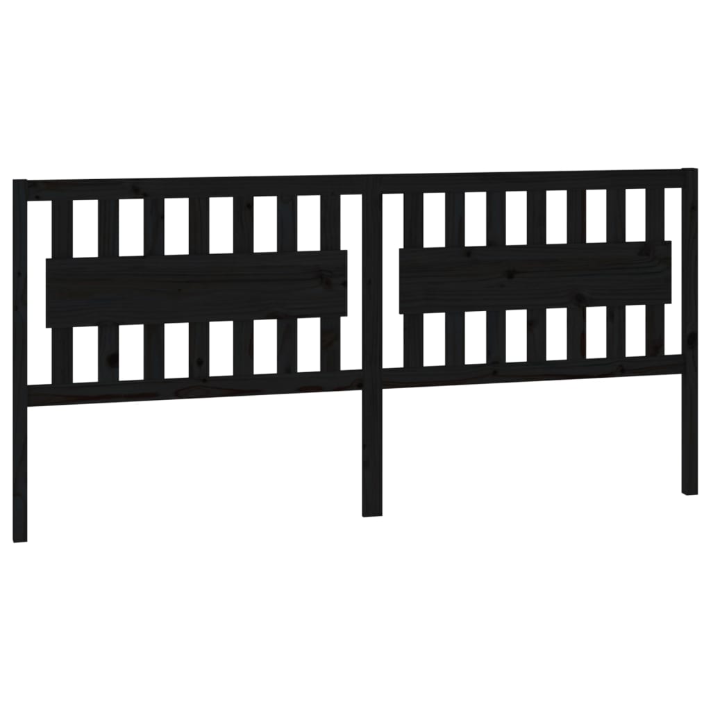 Black Solid Pine Wood Headboard - 205.5x4x100 cm Stylish Design