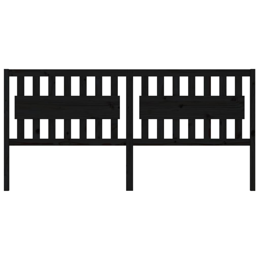 Black Solid Pine Wood Headboard - 205.5x4x100 cm Stylish Design