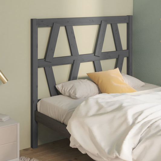 Solid Pine Wood Bed Headboard - Grey 81x4x100 cm