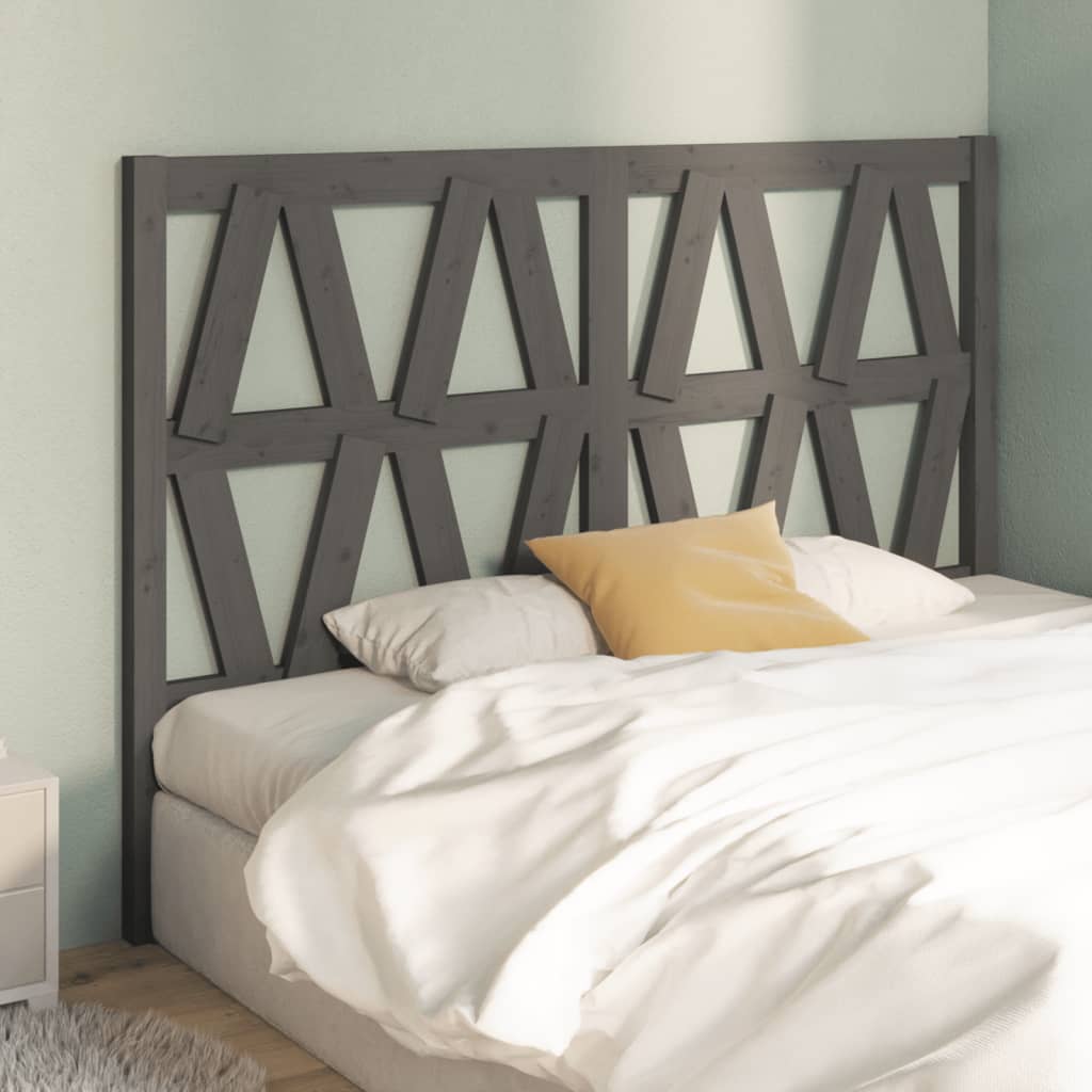 Solid Wood Pine Bed Headboard, Grey, 126x4x100 cm