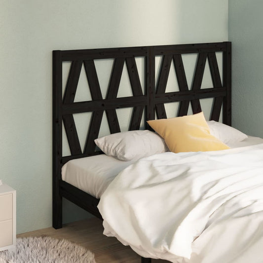 Solid Pine Wood Black Headboard - 126x4x100 cm