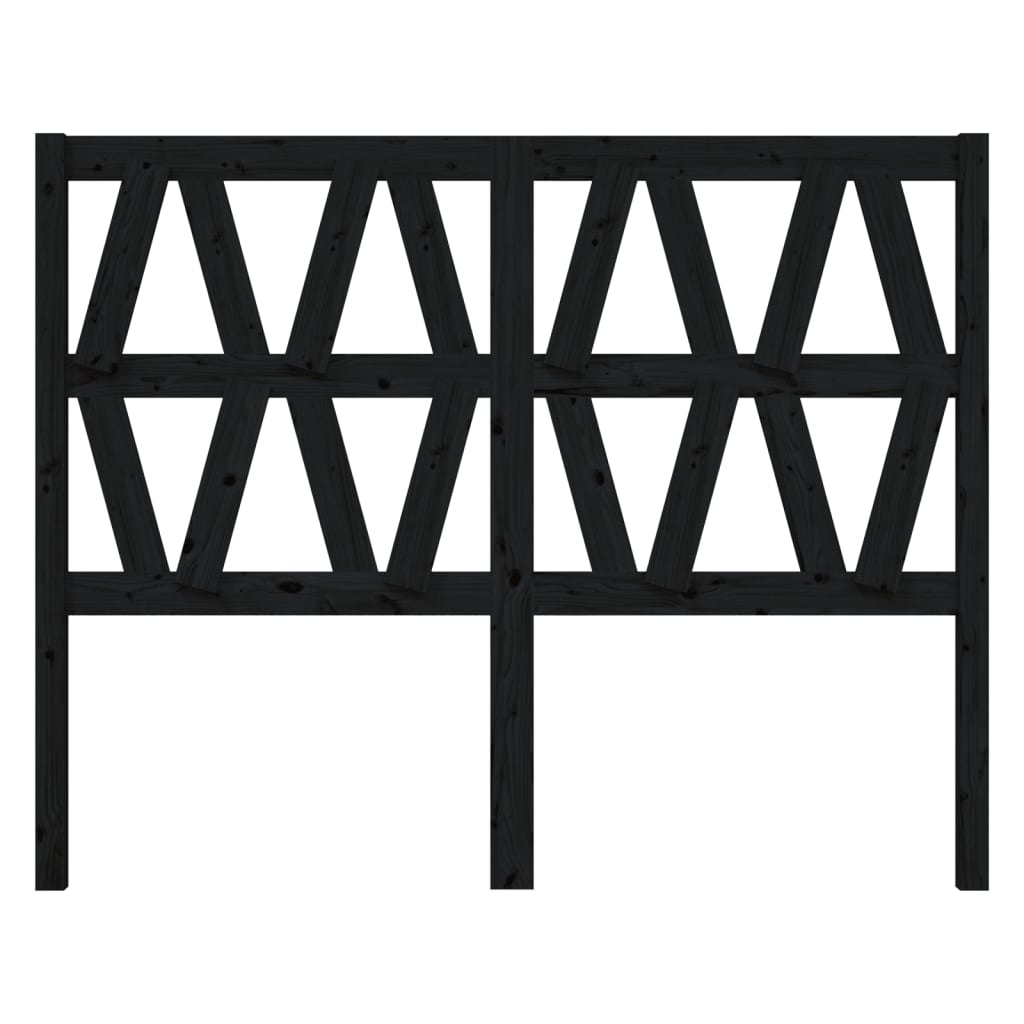 Solid Pine Black Bed Headboard 146x4x100 cm