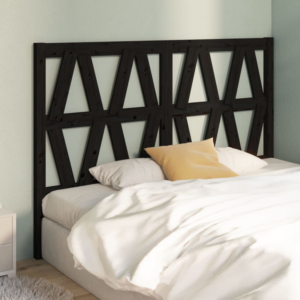 Solid Wood Pine Black Headboard 166x4x100 cm - Elegant Style