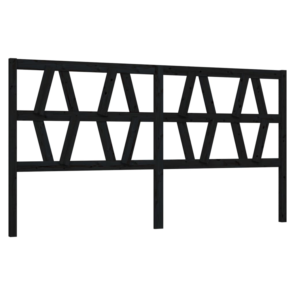 Solid Pine Black Bed Headboard - 206x4x100 cm