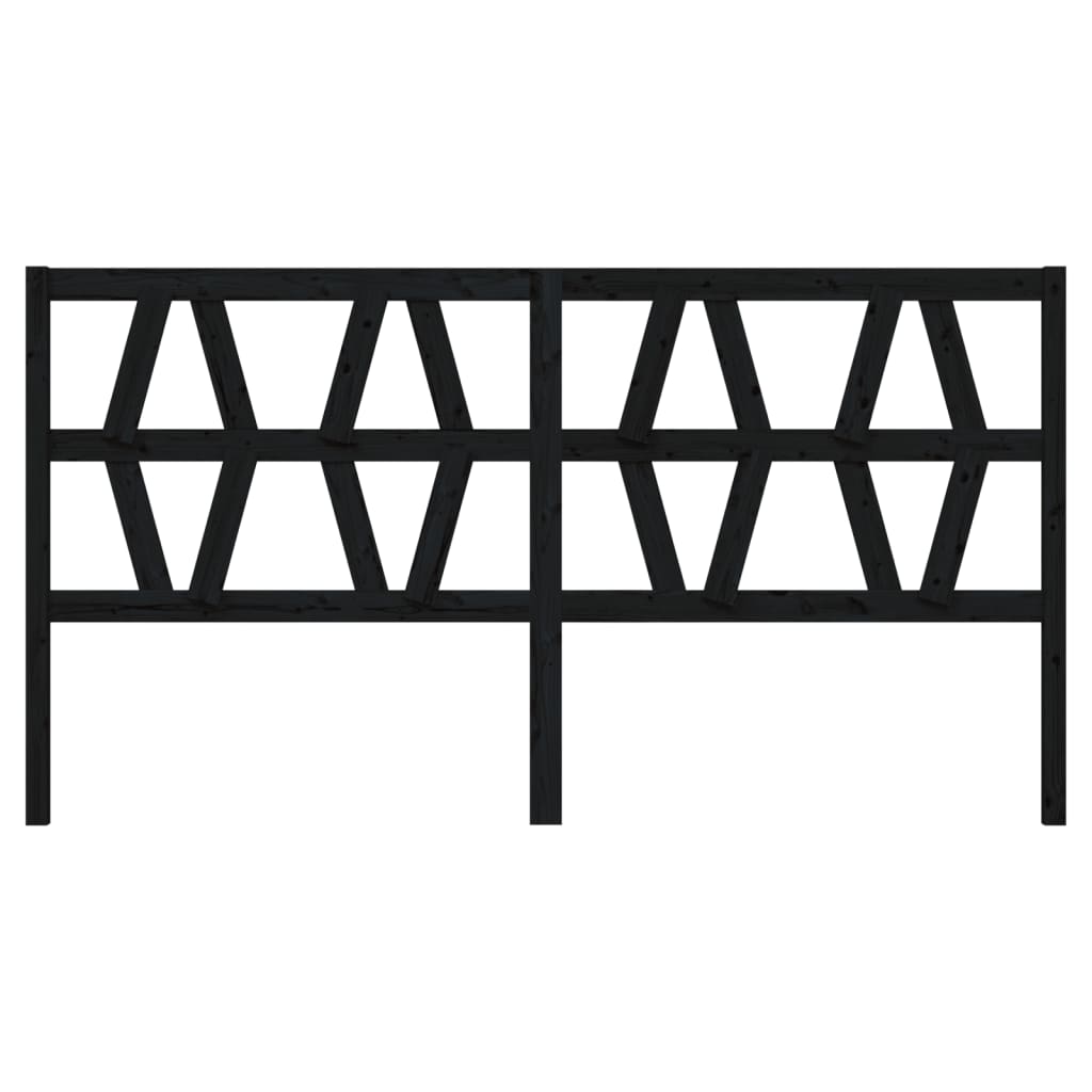 Solid Pine Black Bed Headboard - 206x4x100 cm