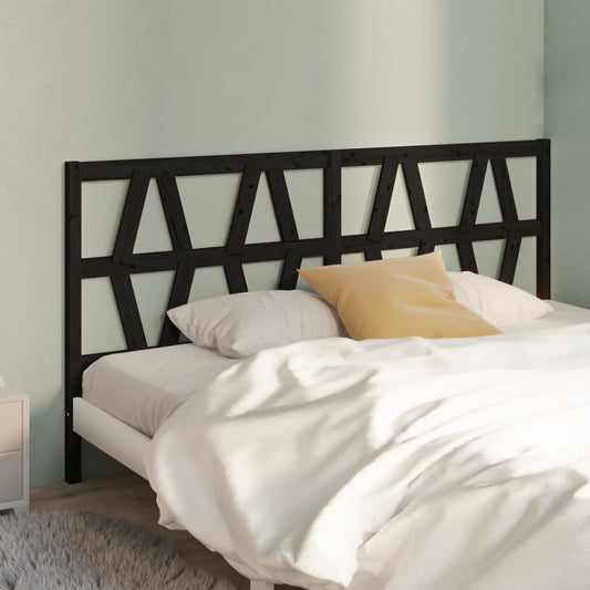 Solid Pine Black Bed Headboard - 206x4x100 cm