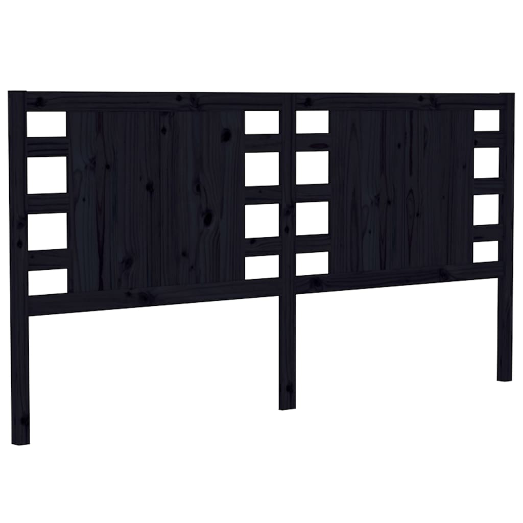 Solid Pine Wood Headboard - Black 126x4x100 cm