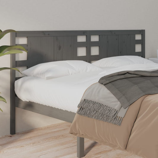 Solid Pine Wood Headboard - Grey, 146x4x100 cm