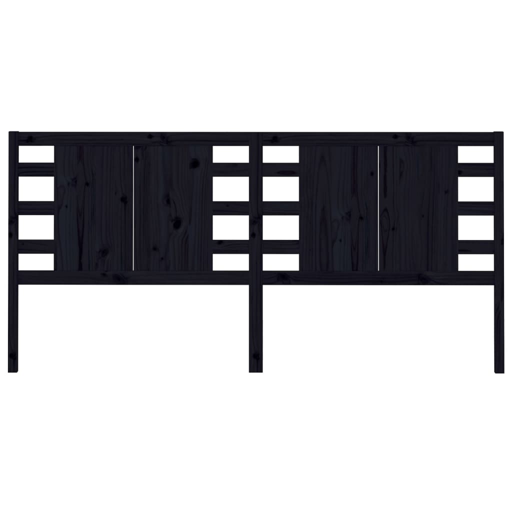 Elegant Black Solid Pine Wood Headboard - 166x4x100 cm