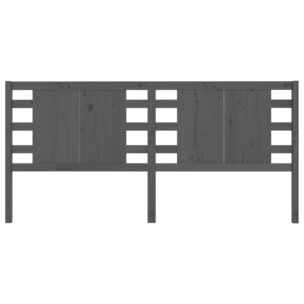 Solid Pine Wood Grey Headboard - 206x4x100 cm