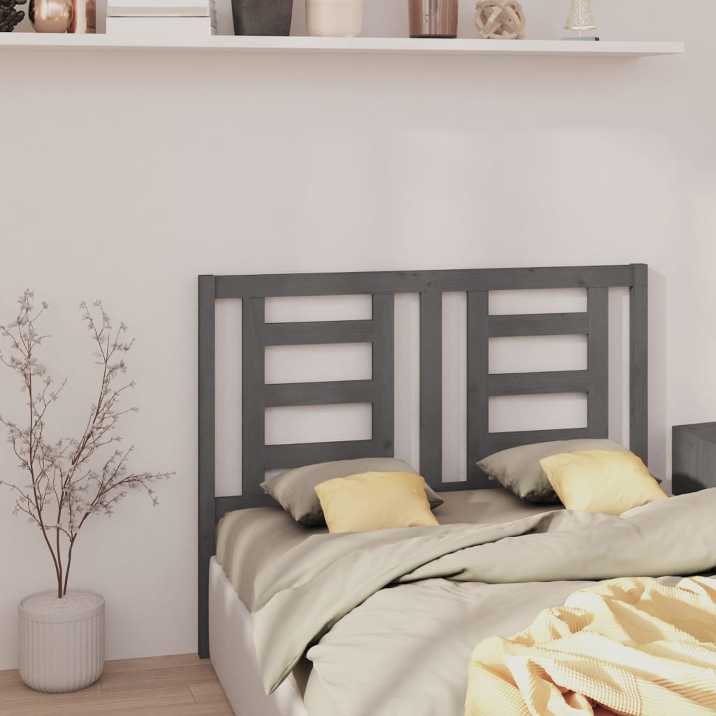 Solid Pine Wood Grey Headboard 126x4x100 cm - Stylish & Durable
