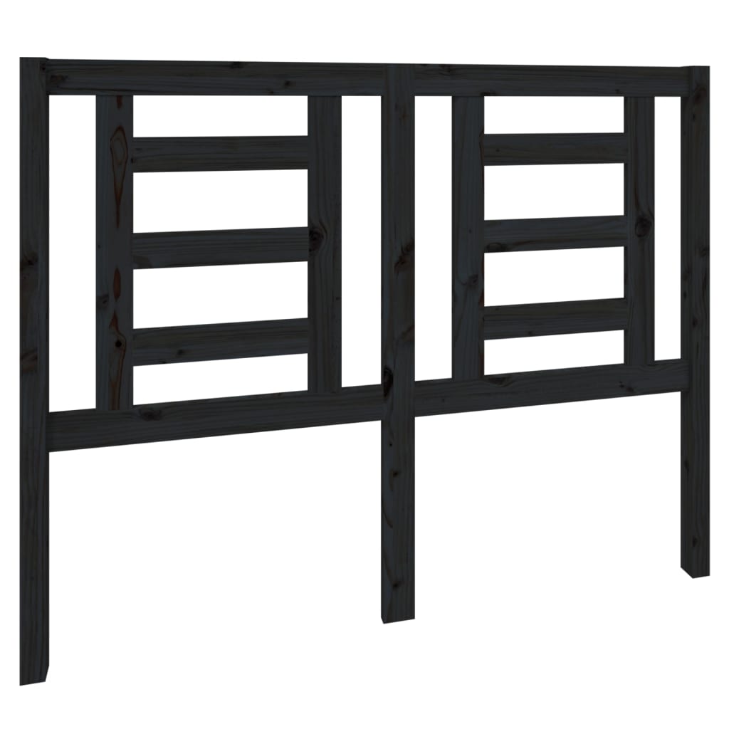 Black Pine Wood Bed Headboard - 126x4x100 cm Solid & Stylish