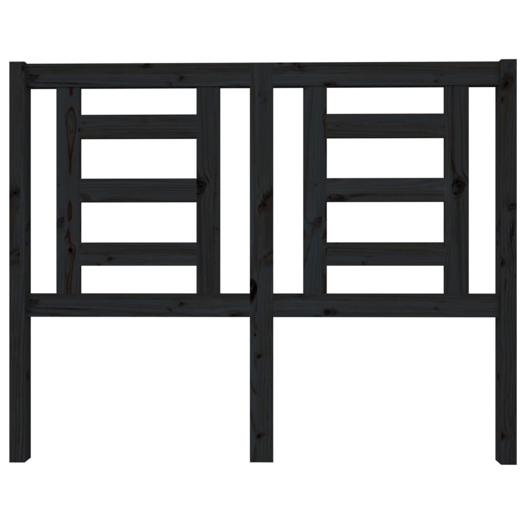 Black Pine Wood Bed Headboard - 126x4x100 cm Solid & Stylish