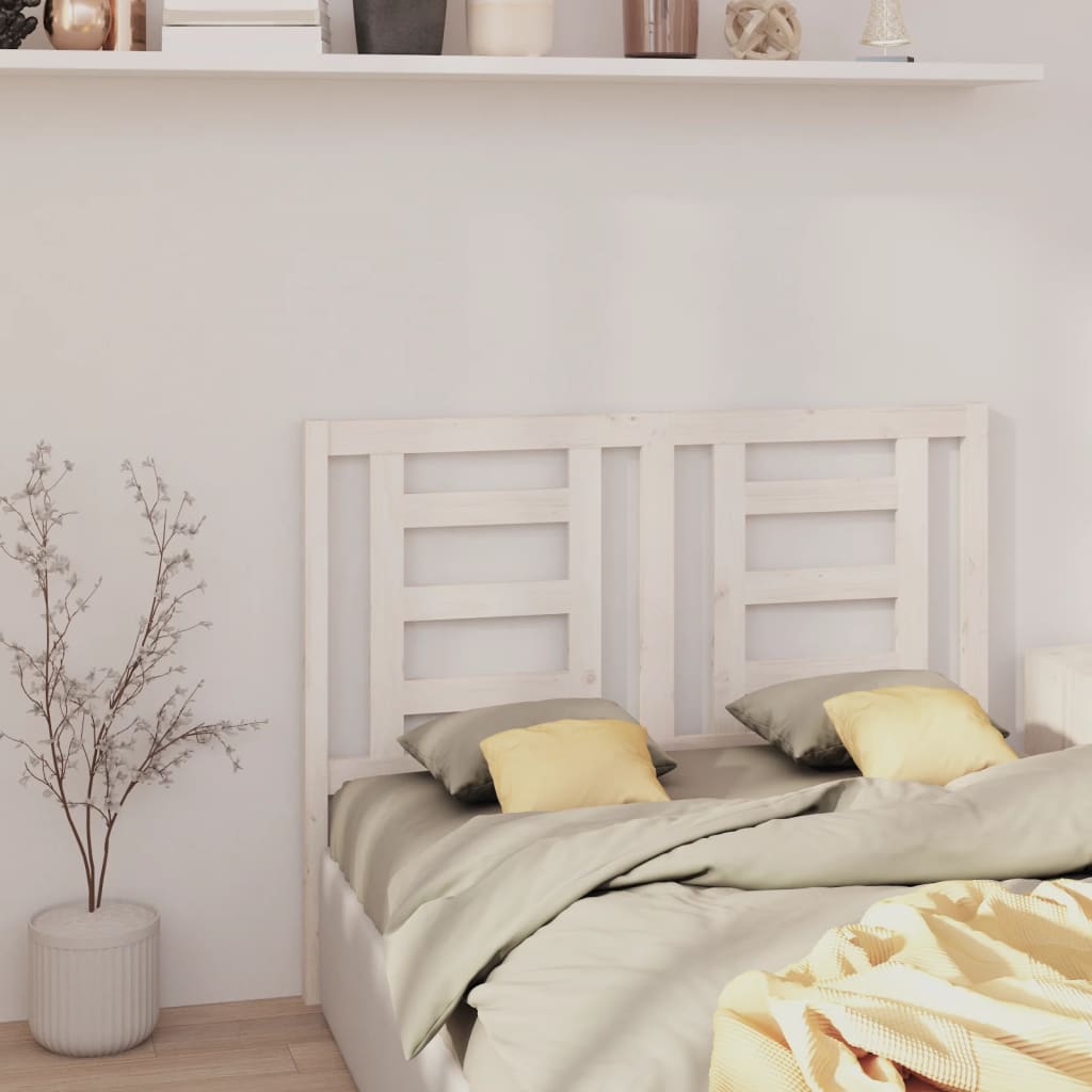 Solid Pine Wood Bed Headboard, White, 146x4x100 cm